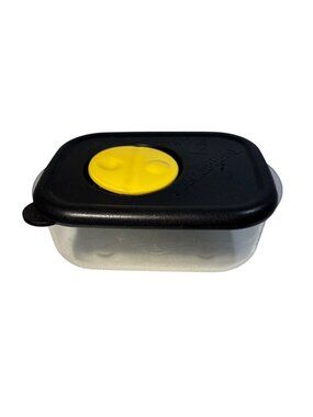 Tupperware Rock ‘N Serve Container With Black Lid & Yellow Vent 1 Cup